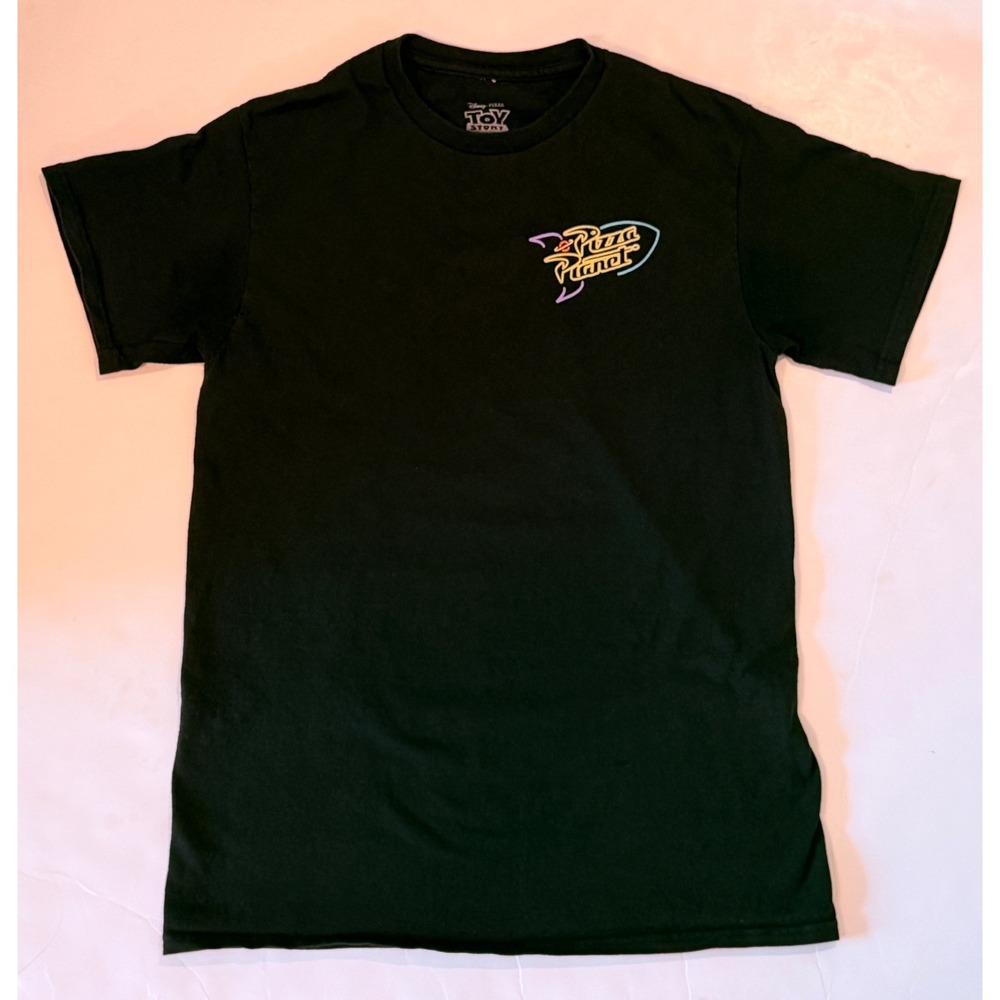 Disney Pixar Toy Story Pizza Planet Alien Japanese Graphic T-Shirt Black Small